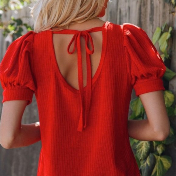 NWOT Ribbed Back Self-Tie Top S - Picture 2 of 10